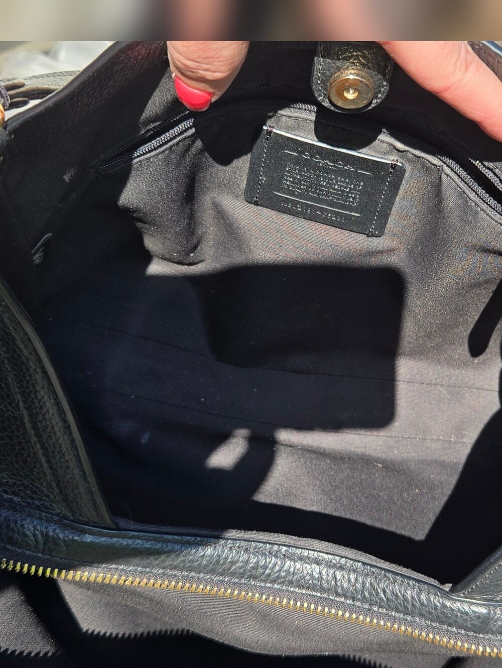 Coach Black Pebbled Leather Hobo Bag with Gold Hardware And Hang Tag - Picture 6 of 13